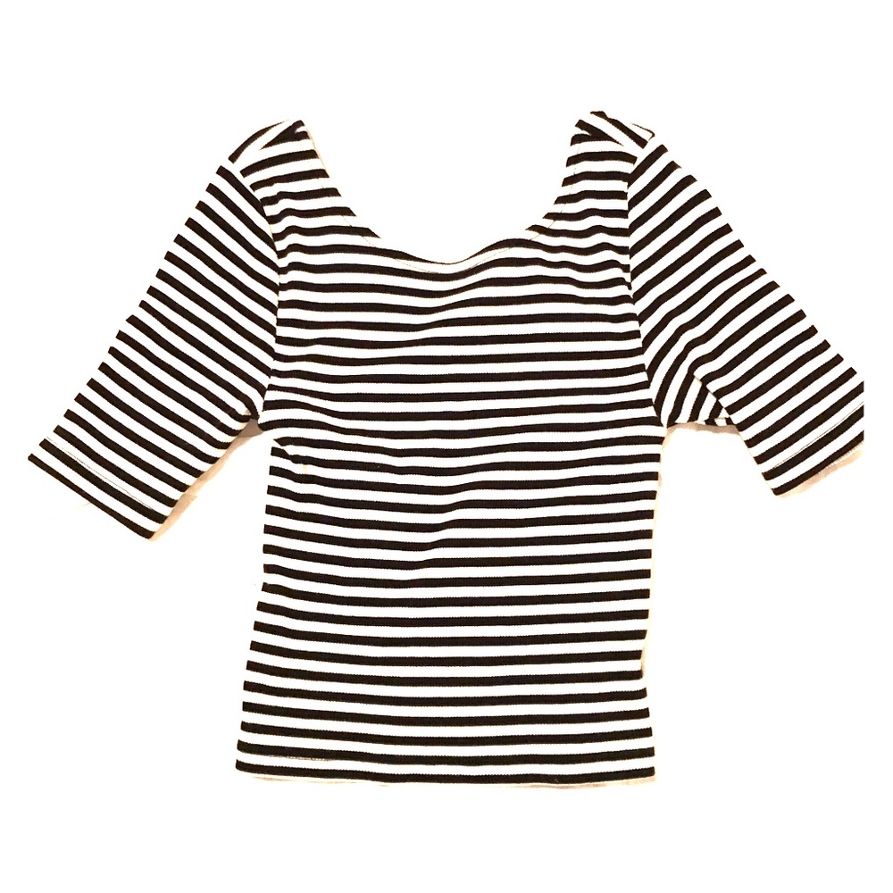 Black and white striped crop top